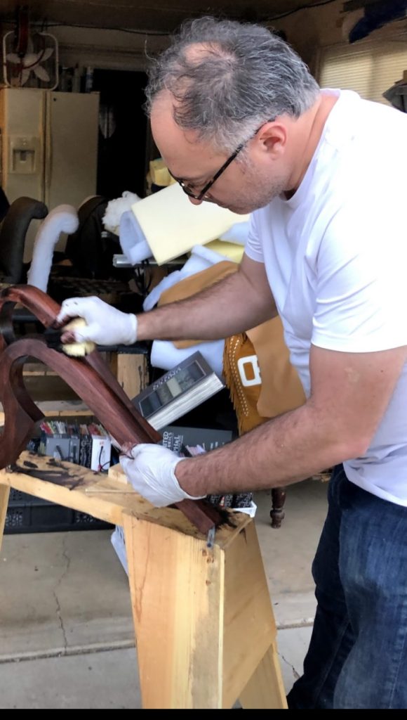 Wood refinishing in progress