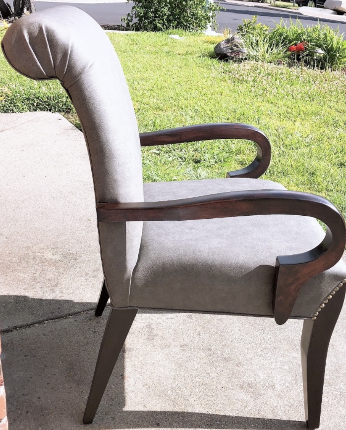 Reupholstered leather-look accent chair